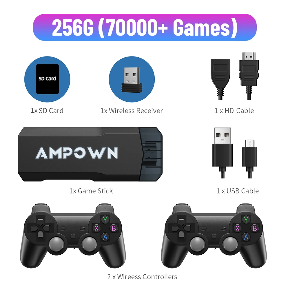 Ampown gd20 console de jogos 4k 60fps hdmi saída de - Image 4