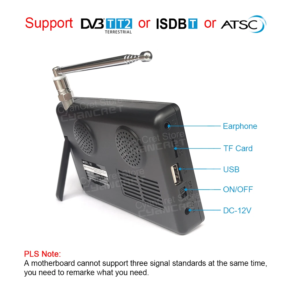 Bolso tv d5 5 Polegada DVB-T2 atsc ISDB-T tdt digital e ana. - Image 2