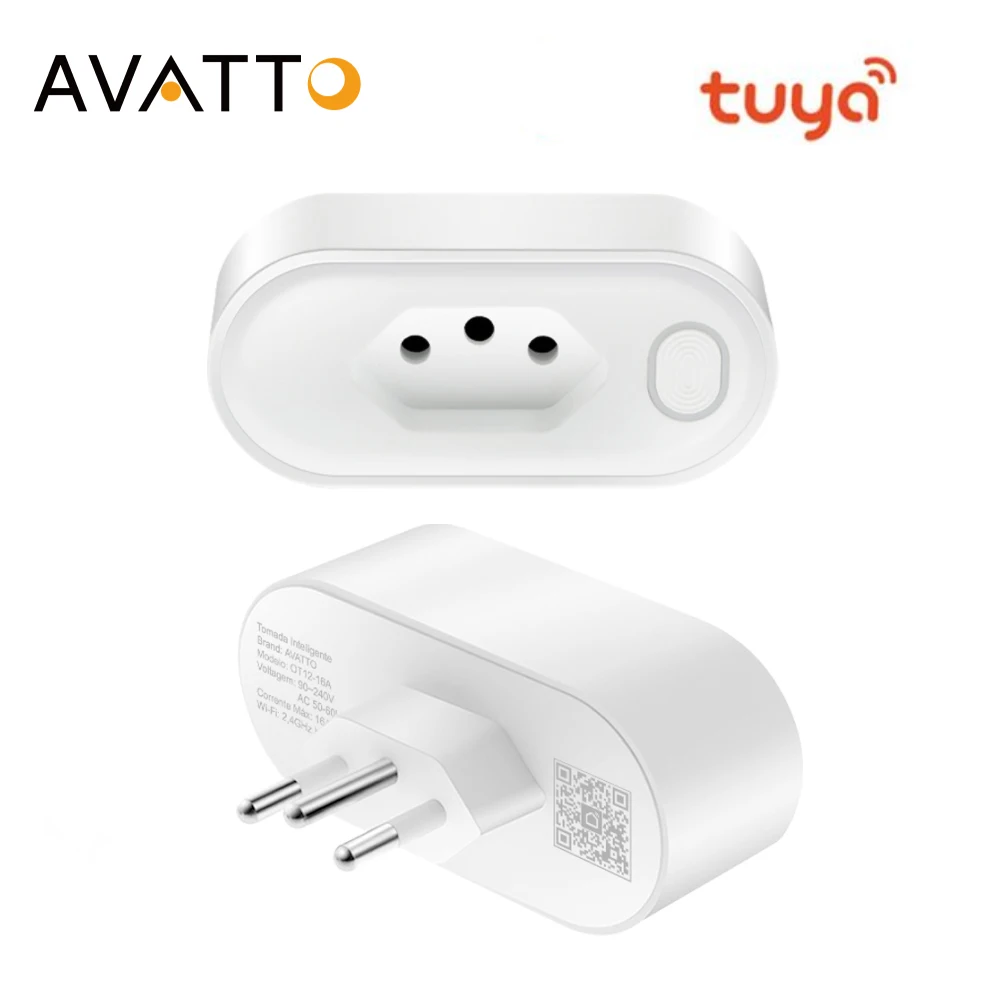 AVATTO Tuya Brasil Tomada WiFi/Zigbee 16A/20A Plugue Int.